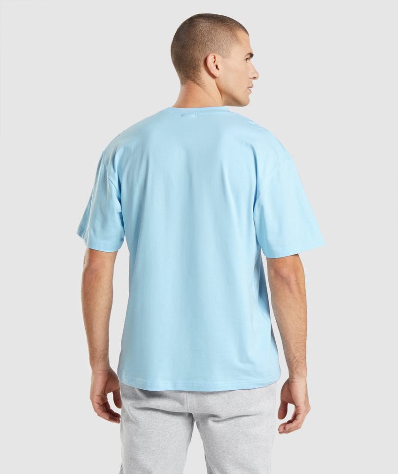 Men's Gymshark Essential Oversized T-Shirts Light Blue | CA 7A68N5